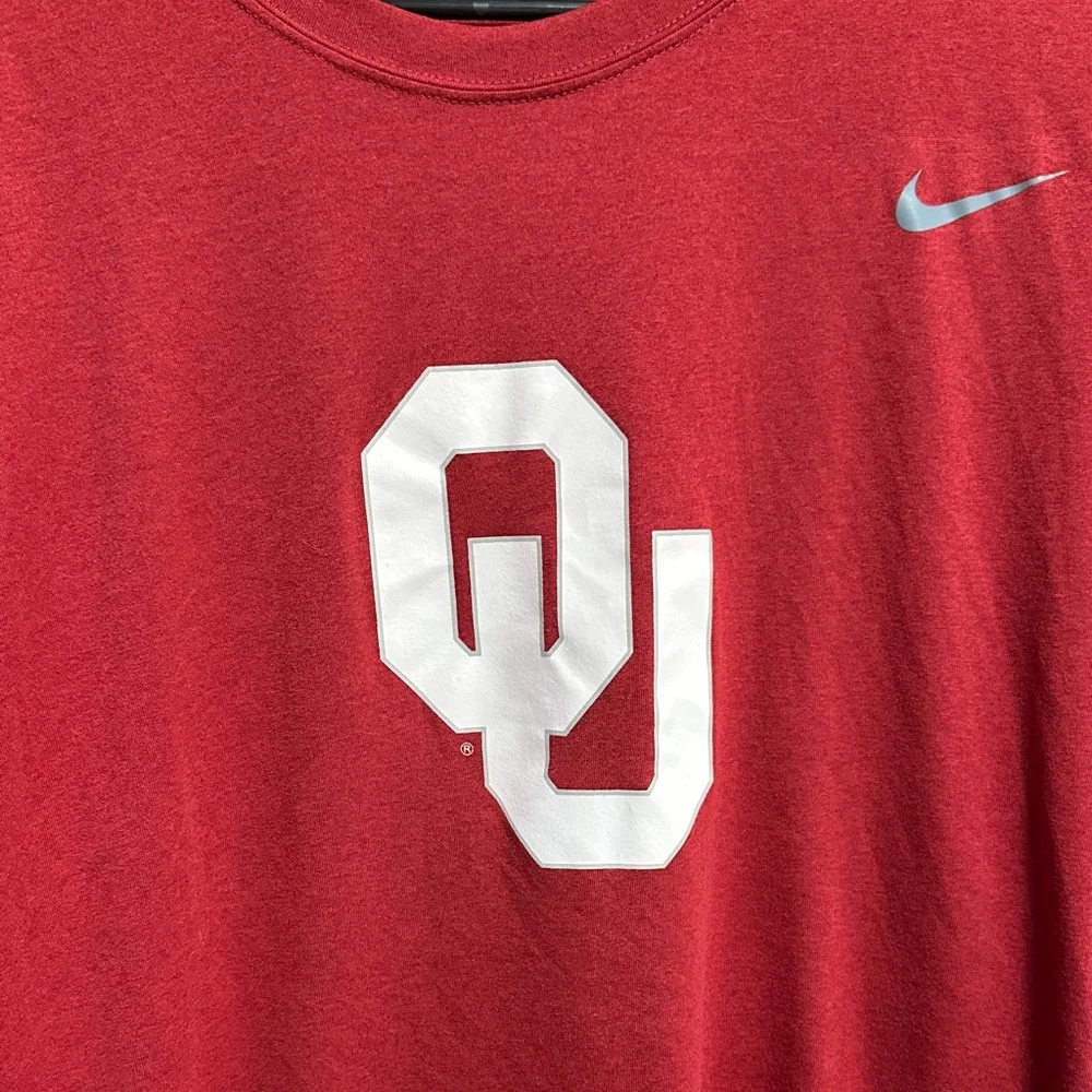 Nike Crimson Long Sleeve Shirt with OU Emblem - Picture 2 of 2